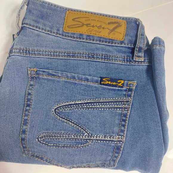 Womens Seven7 Size 6 Skinny Blue Jeans  Cropped‎ Capri Light Wash Stretch - Picture 1 of 10